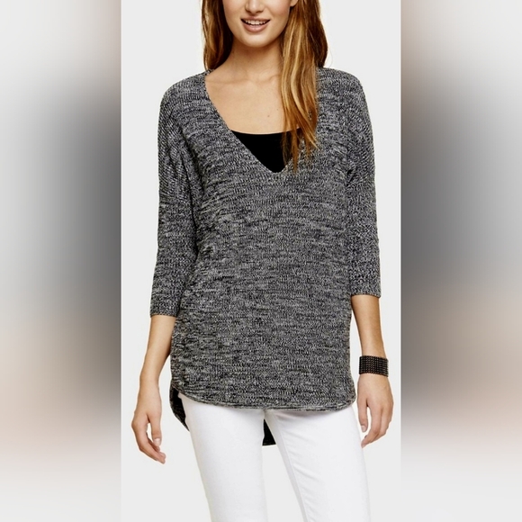 Express Women's 100%Cotton Knit Sweater Gray V-Neck Hi-Low Hem XS - Picture 11 of 11